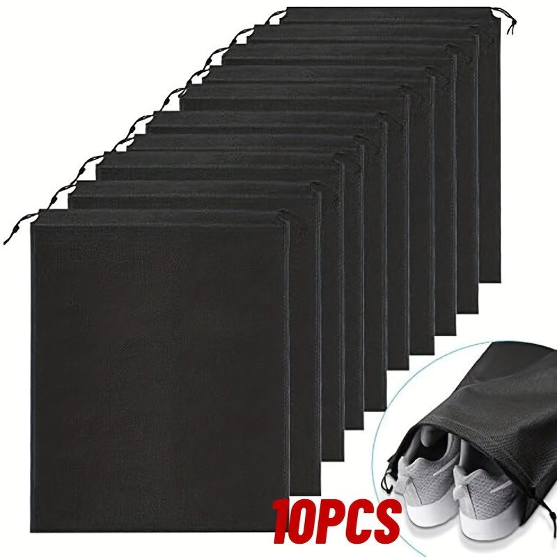 White Portable Shoes Bag,nonwoven Fabric Drawstring Shoes Storage Bag