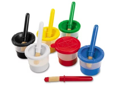 Mini NoSpill Paint Cups & Brushes Set of 6 at Lakeshore Learning