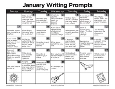 January Writing Prompts | Journal Prompts | Lakeshore®