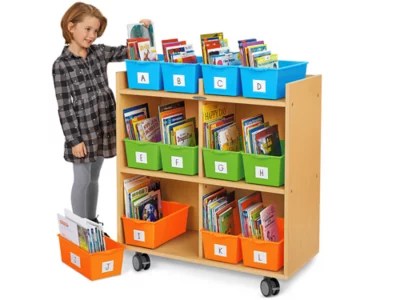FlexSpace Mobile Book Bin Storage Center Modern Maple at Lakeshore