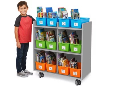 FlexSpace Mobile Book Bin Storage Center Modern Gray at Lakeshore Learning