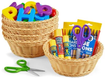 DishwasherSafe Round Natural Baskets Set of 5 at Lakeshore Learning