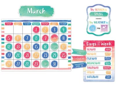 Watercolor Calendar Bulletin Board Set at Lakeshore Learning