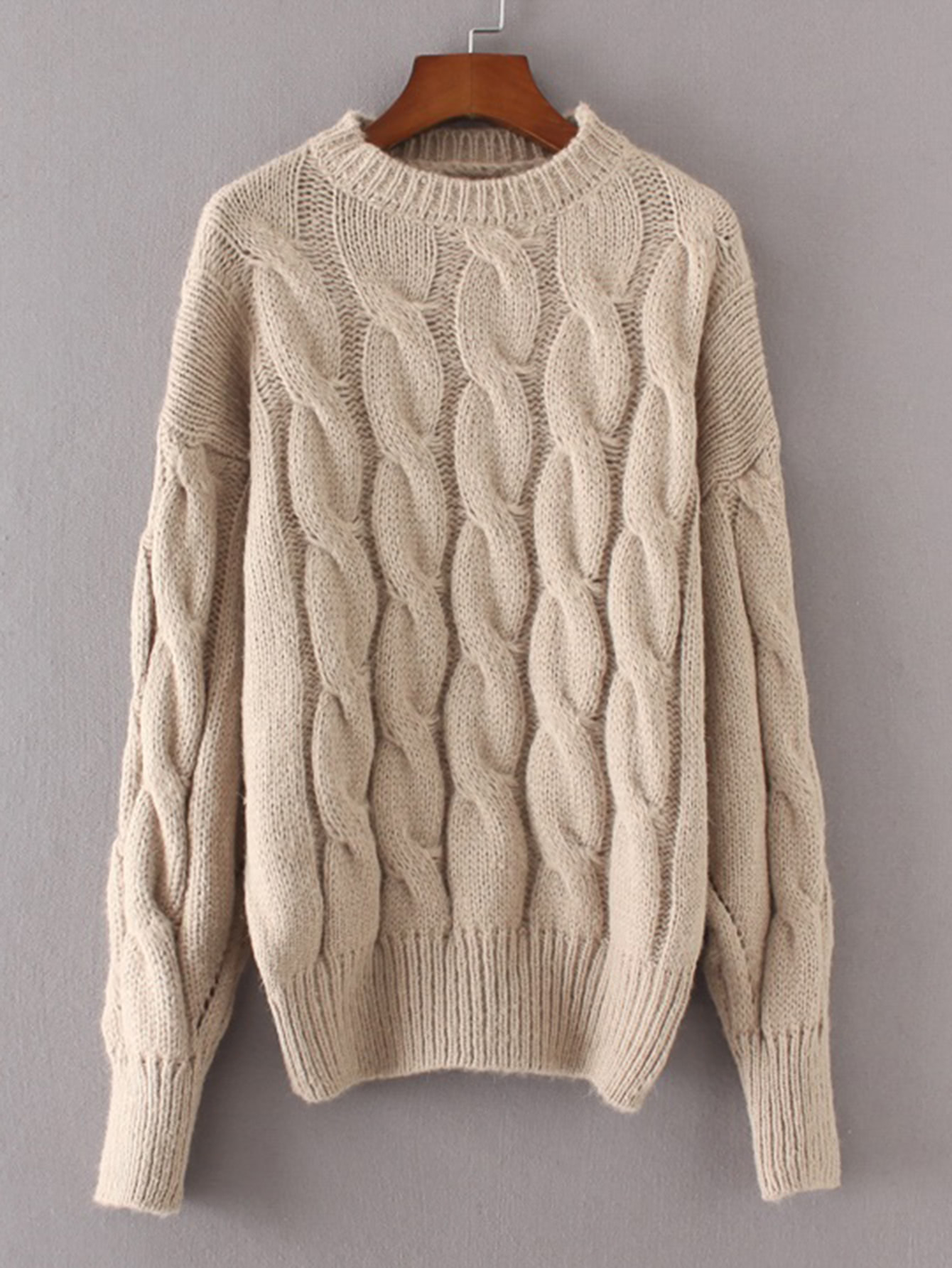 Cable Knit Crew Neck Sweater SHEIN USA