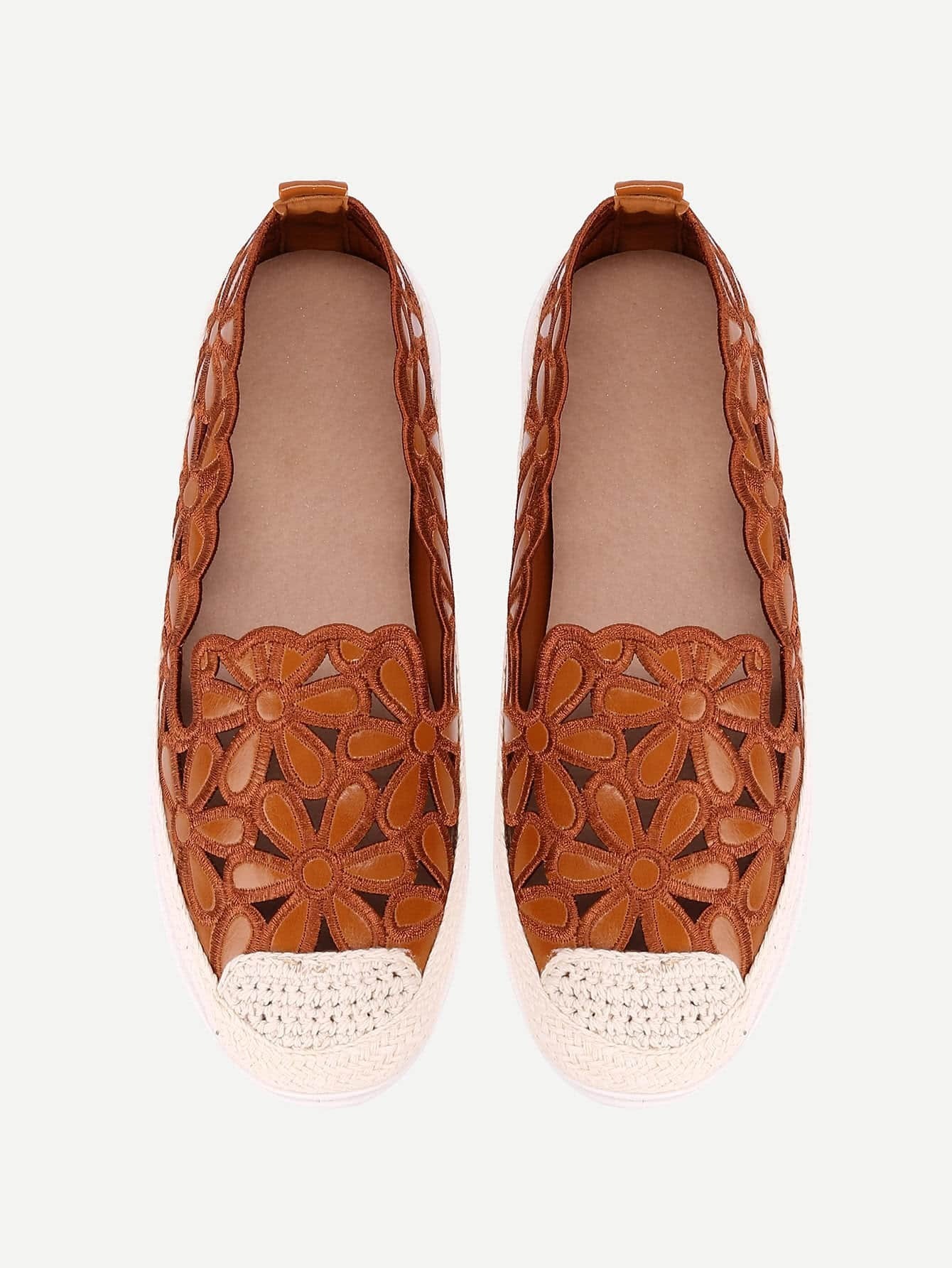 Cut Out Flower Design PU Flats SheIn(Sheinside)