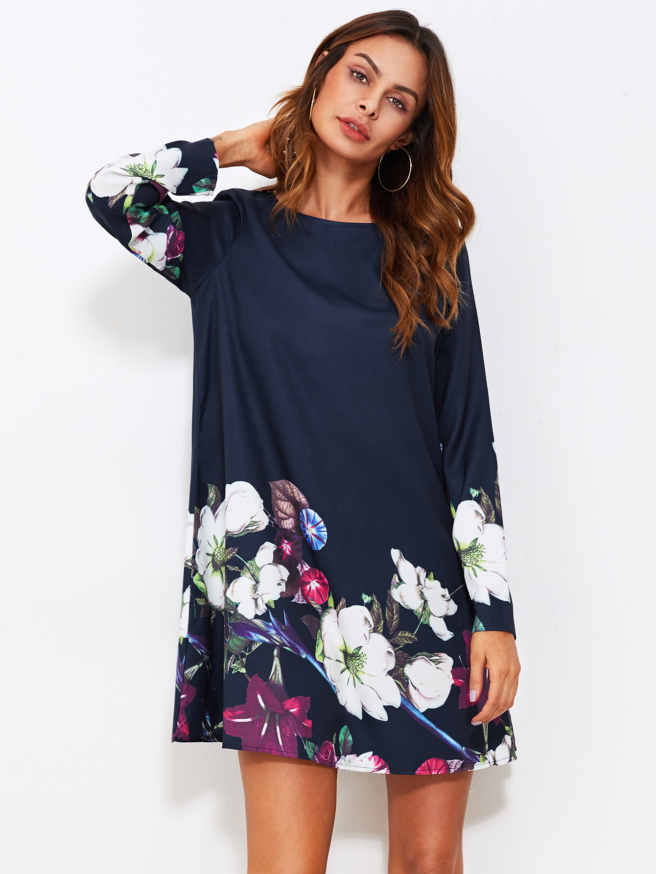 Flower Print Flowy Dress SheIn(Sheinside)