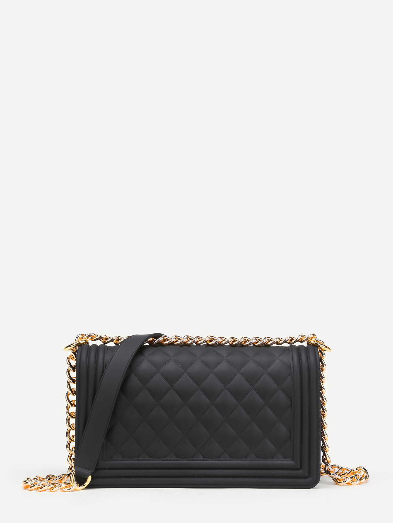Metal Lock Quilted Crossbody Chain Bag SheIn(Sheinside)