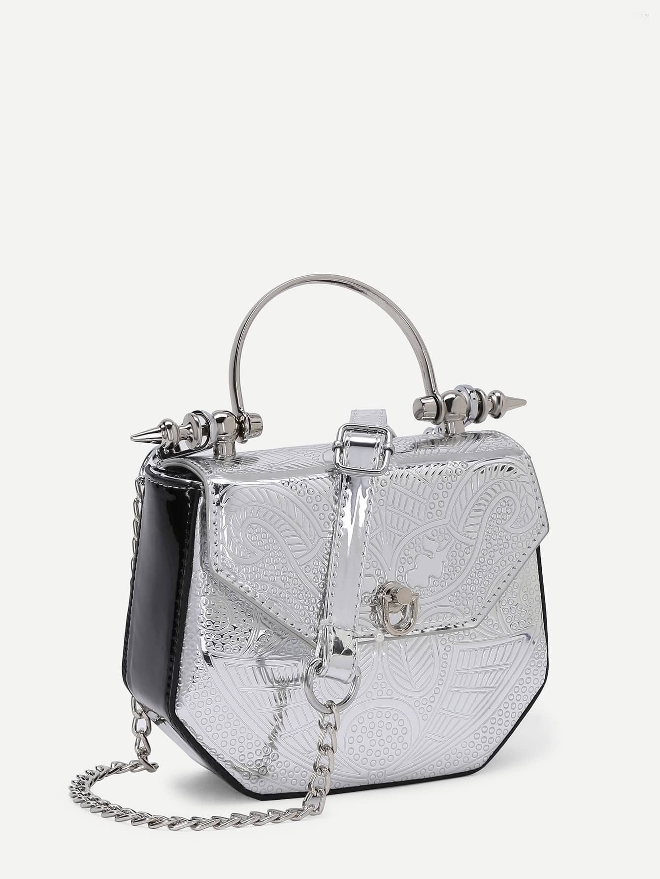 Metallic PU Chain Crossbody Bag SheIn(Sheinside)