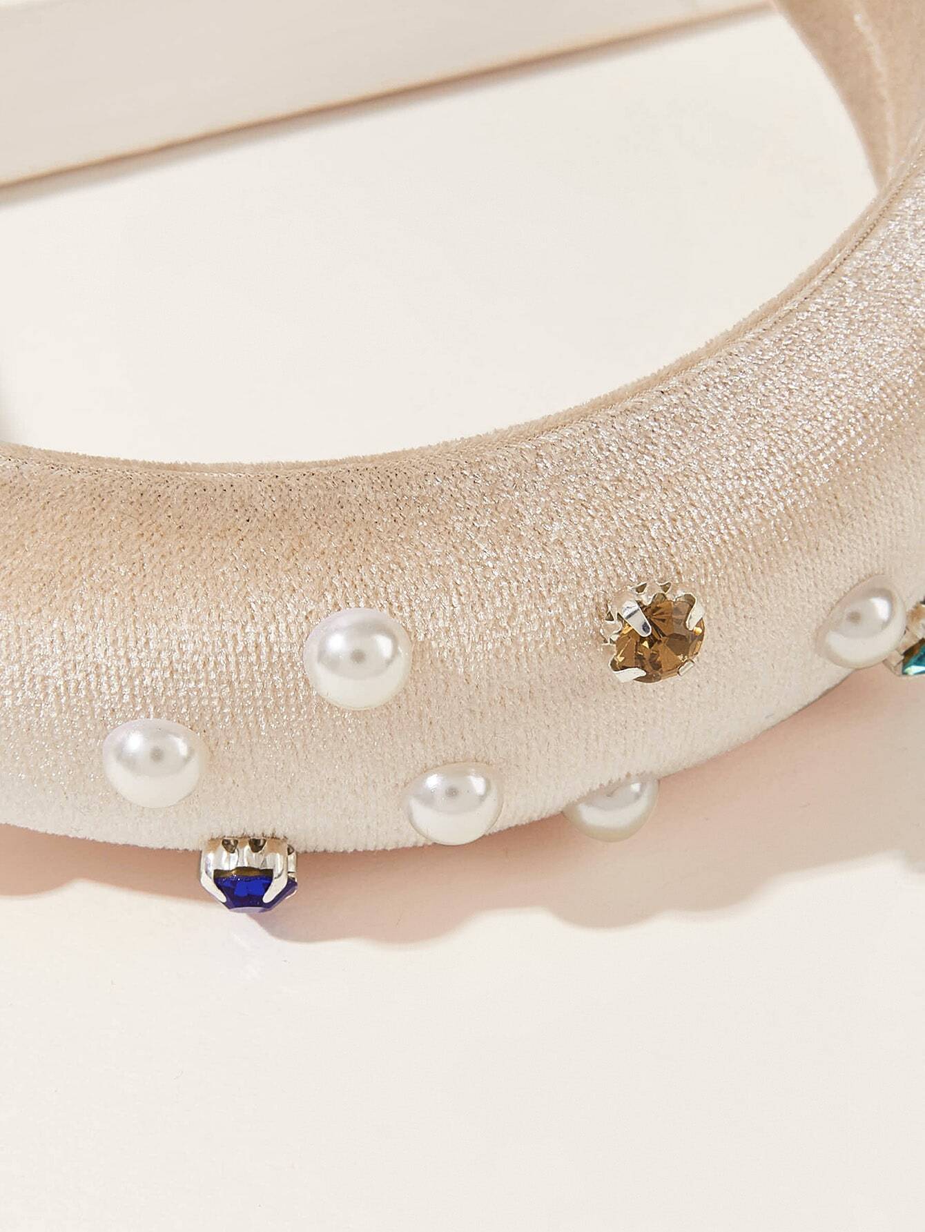 Rhinestone & Faux Pearl Decor Padded Headband SHEIN USA