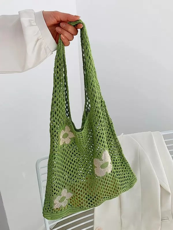 Simple modern gift for teens, boys, girls, men or women. Emery Rose Floral Pattern Crochet Tote Bag Shein Eur
