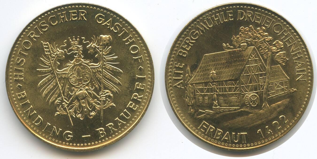 Deutschland Medaille Biermarke M6429 Alte Bergmühle Dreieichenhain