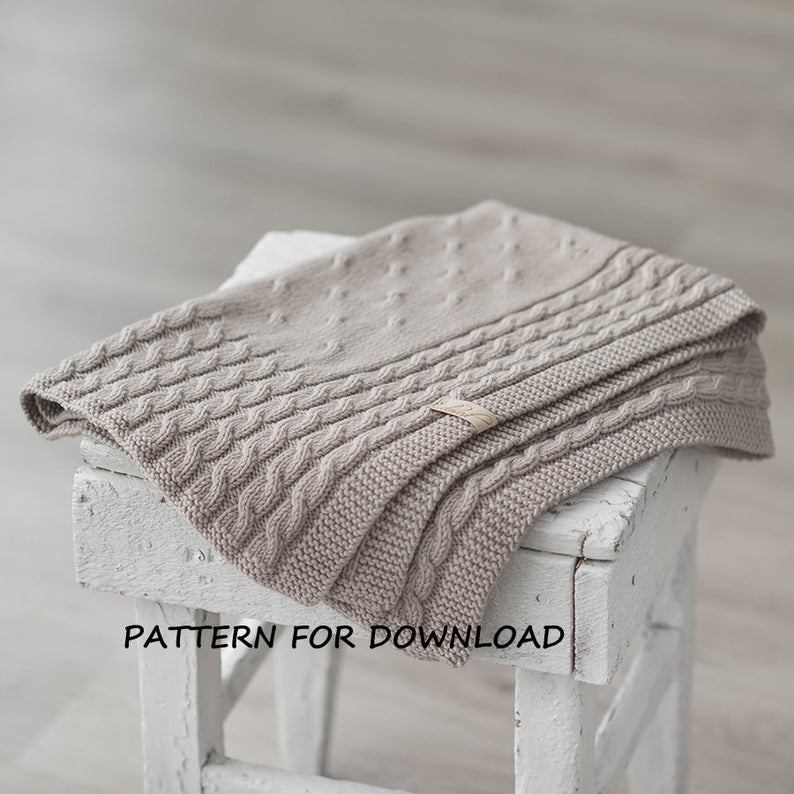 Cable Knit Baby Blanket PDF Pattern