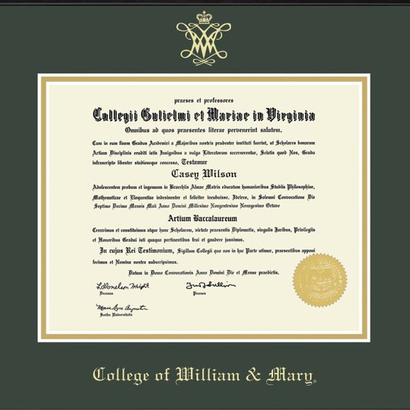 Official College of William & Mary Diploma Frame, the Fidelitas Graduation Gift Selection