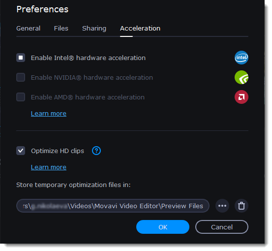 Acceleration preferences