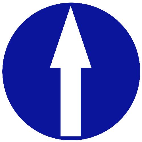arrow pointing up a blue circular road sign with a white arrow... / myLot