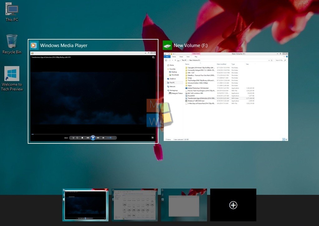 Create multiple desktops with Task View in Windows 10 Technical Preview