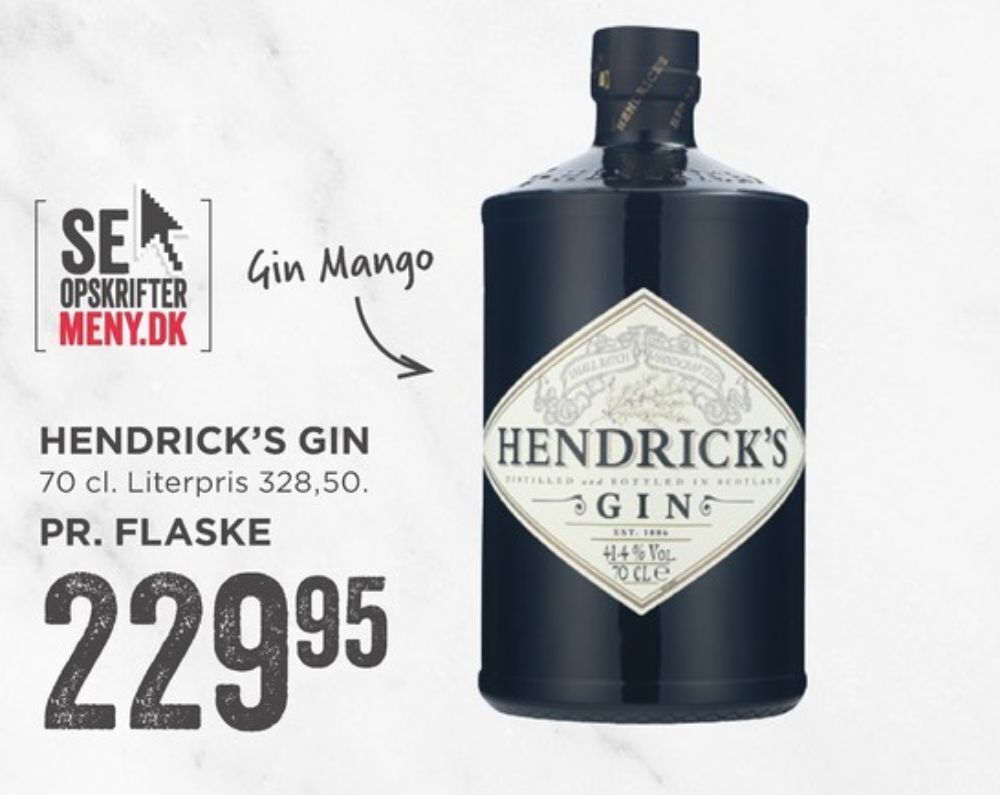 Hendricks gin tilbud hos MENY