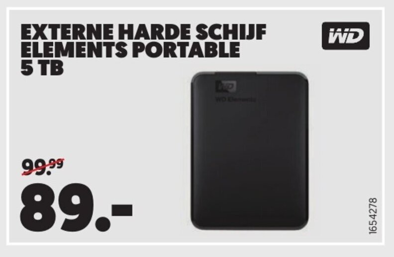 Wd Externe Harde Schijf Elements Portable 5Tb Aanbieding Bij Mediamarkt