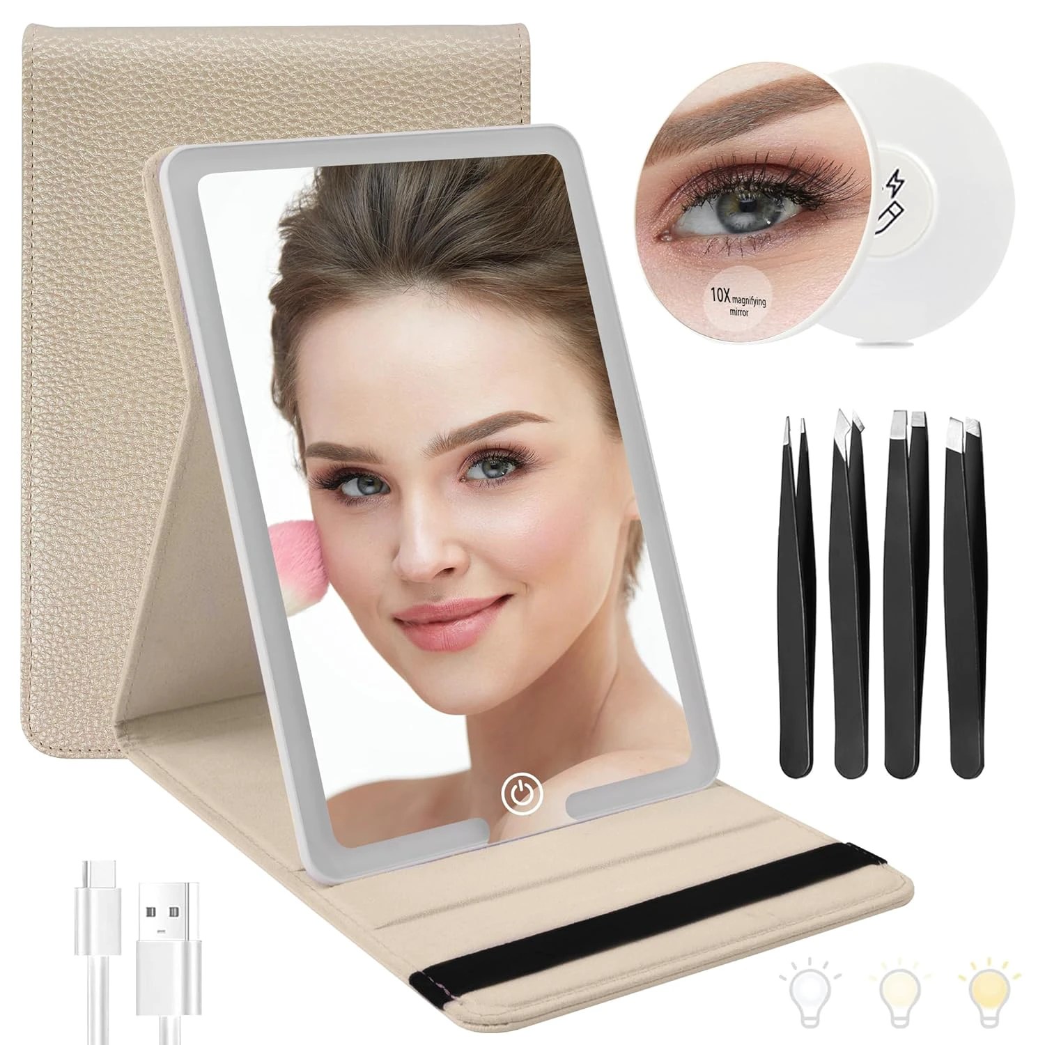 Travel Mirror with Light Ultrathin Portable Travel Makeup Mirror