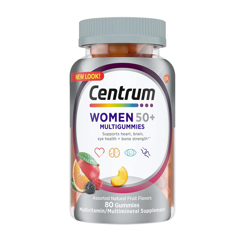 상품 상세보기 [Centrum] 센트룸 ,센트룸 우먼 50+ 멀티구미 어솔티드 내추럴 후르츠 맛, 80 구미
