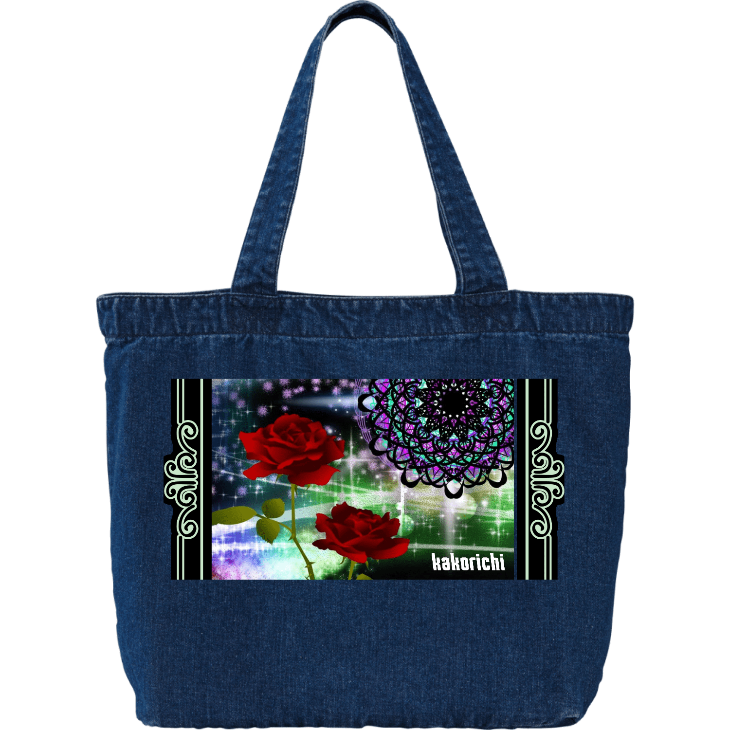 定番人気ヒーリングRoseオリジナルバッグデニム ラージ トートバッグの商品購入ページ｜クリエイターのオリジナルグッズ販売のオリラボマーケット