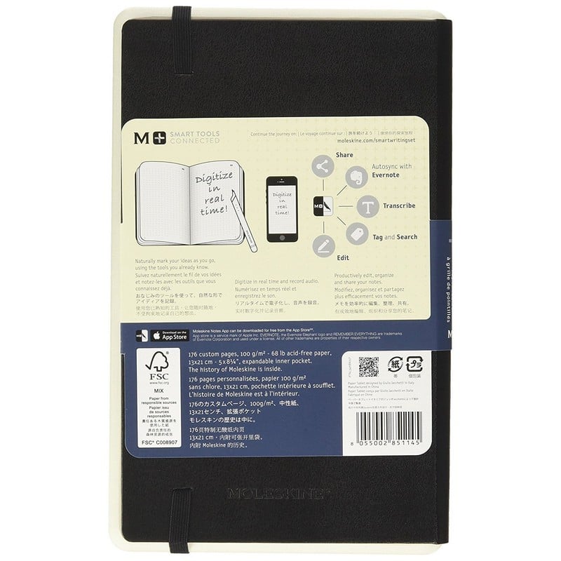 Moleskine Paper Tablet Caderno para Digital 176 Folhas Preto