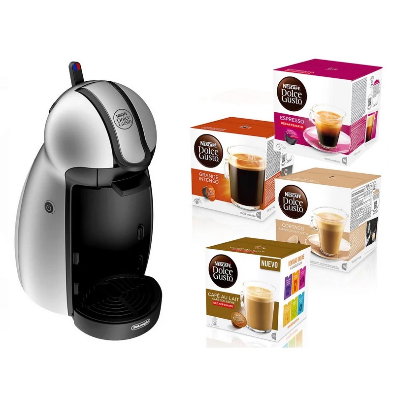 DeLonghi Piccolo EDG 201.S Cafetera Nescafé Dolce Gusto Plata + 4 Packs de Café