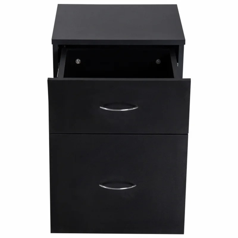 Cajonera con Ruedas y 2 Cajones de Madera Negra