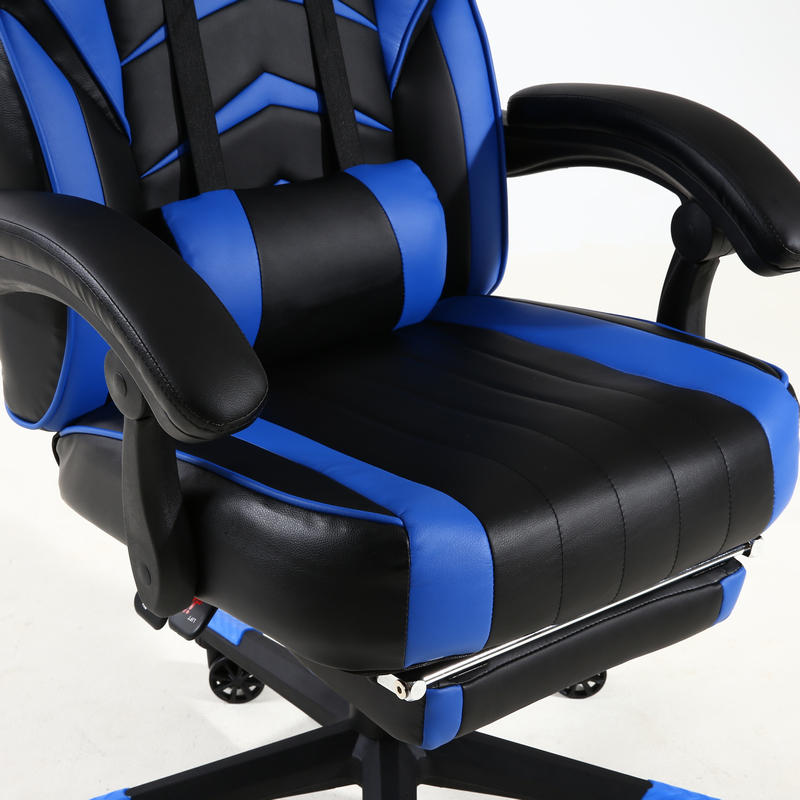 F362 Silla Gaming con Reposapiés Azul/Negra