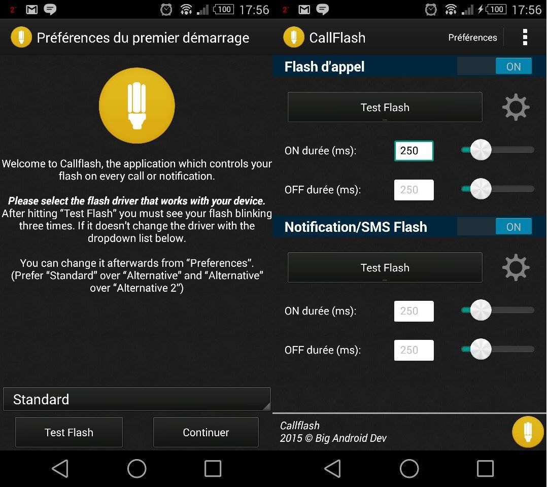Call Flash utiliser le flash de l'appareil photo pour les notifications