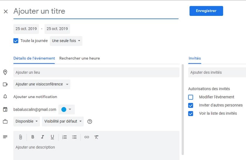 Chrome comment ajouter un événement au calendrier avec