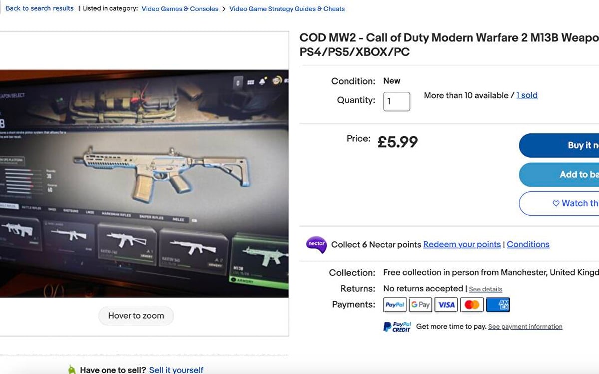 2023 Call of Duty Modern Warfare 2 players buy a weapon on eBay to