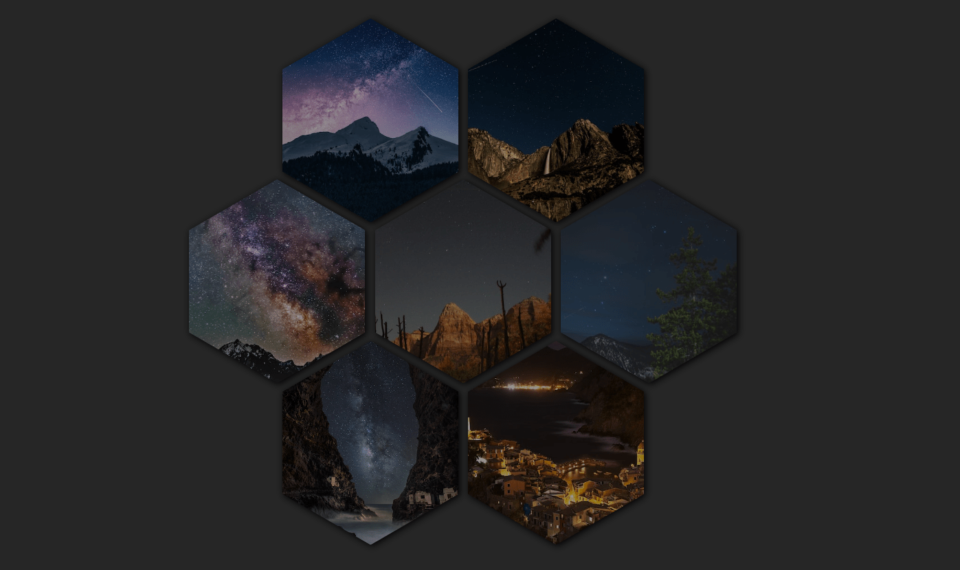 CSS universal hexagon picture display photo wall special effects Free