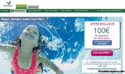 Center Parcs code promo 100 euros de réduction sur votre séjour