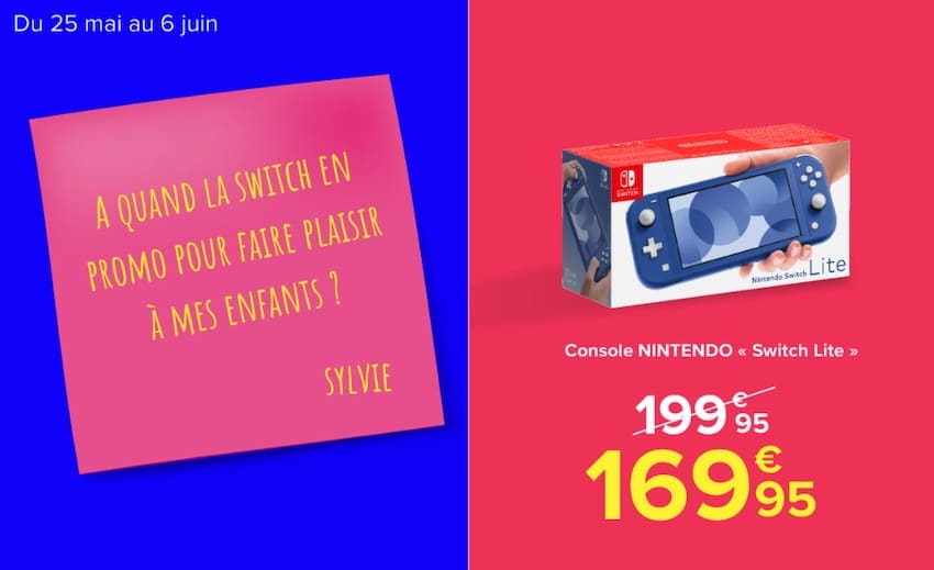 Carrefour Market Nintendo Switch Lite moins chère à 169,95