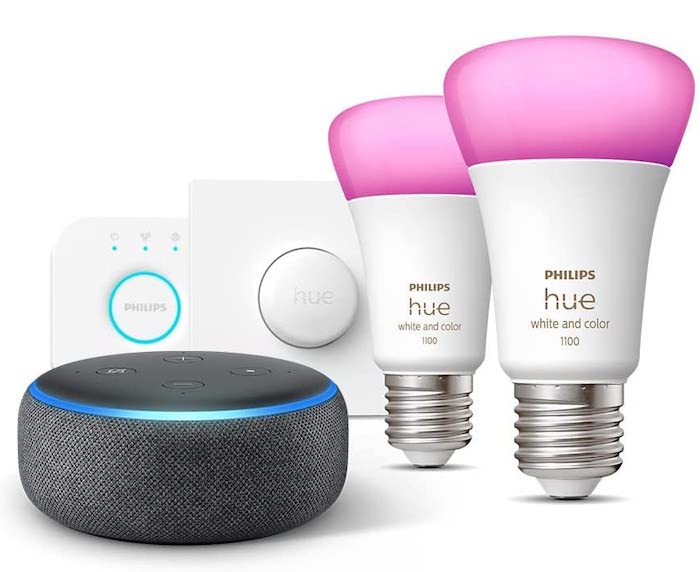 Amazon pack Echo Dot 3e génération + kit de démarrage Philips Hue à