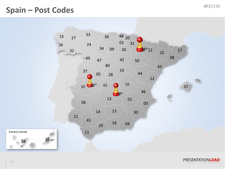 Spain Postal Code Map PowerPoint Map Spain with ZIP PresentationLoad