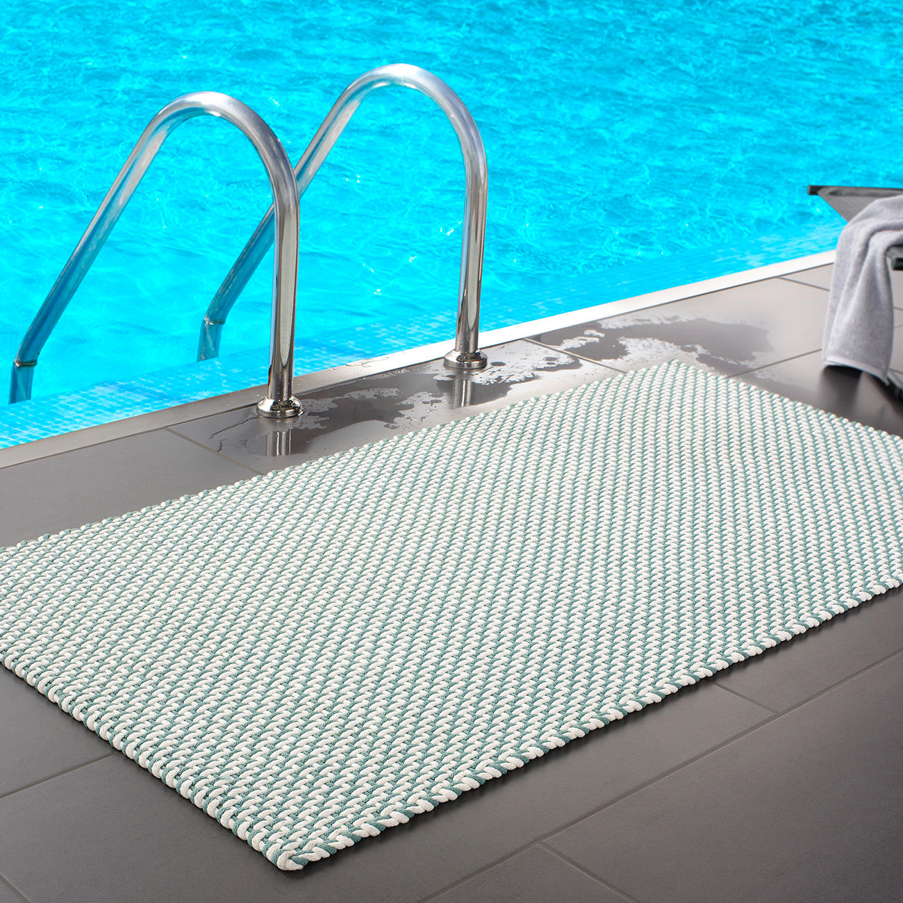 Pad home Design Pool Outdoor Teppich, 52 x 72 cm, beigeweiß