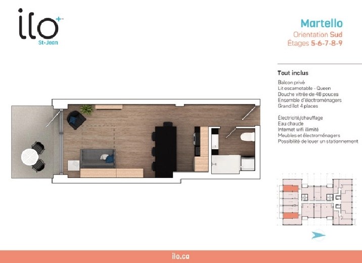ilo StJean Loft meublé et tout inclus Modèle Martello in Québec