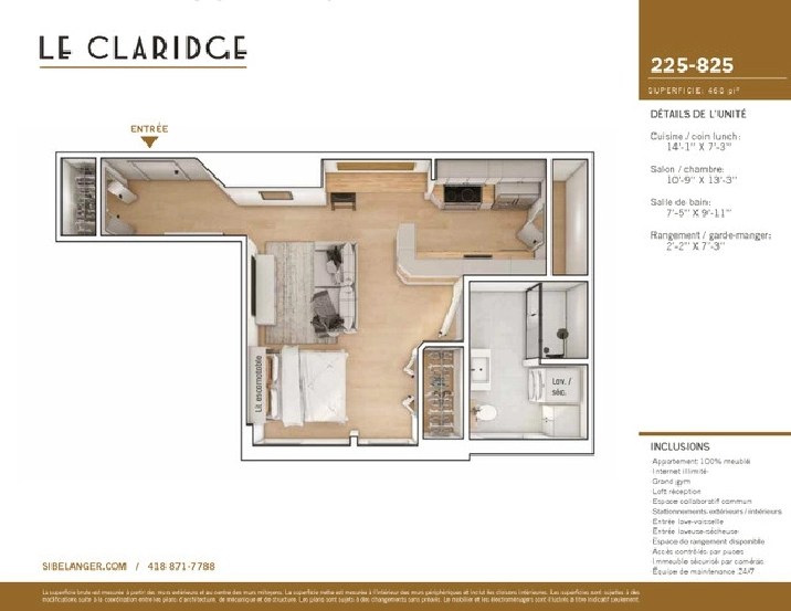 1 1/2 dans Montcalm Meublé Quartier recherché JUIN 2024 in Québec City,QC Apartments