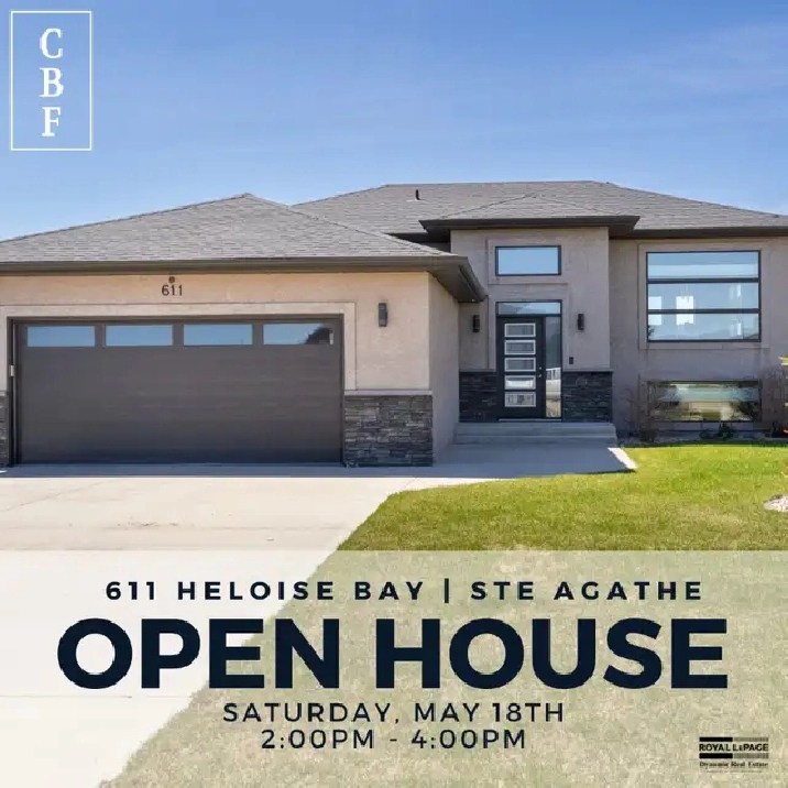 OPEN HOUSE, MAY 18, 24PM 611 Heloise Bay, Ste Agathe in Winnipeg,MB