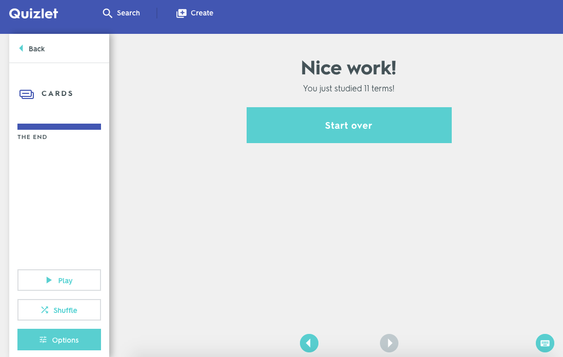 Studying with Flashcards mode | Quizlet