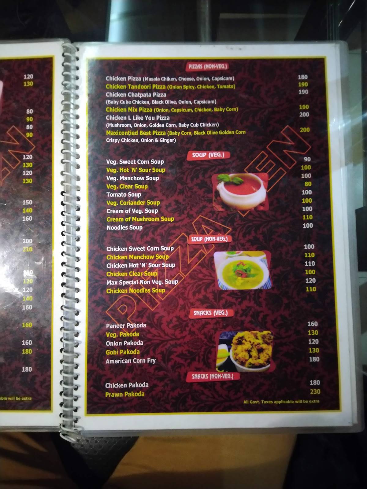 Menu at Pizza Den, Rourkela, Madhusudan Marg