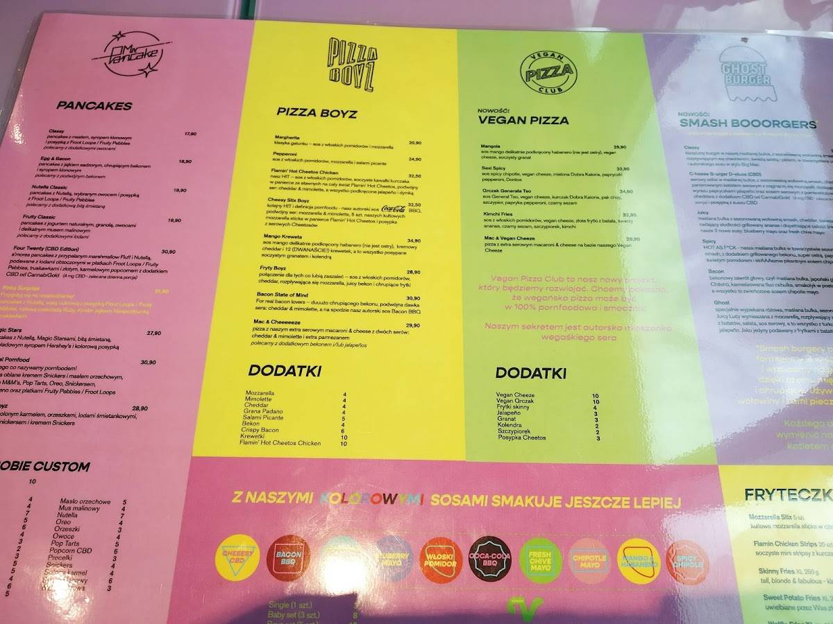 Menu at Mr Pancake. restaurant, Kraków