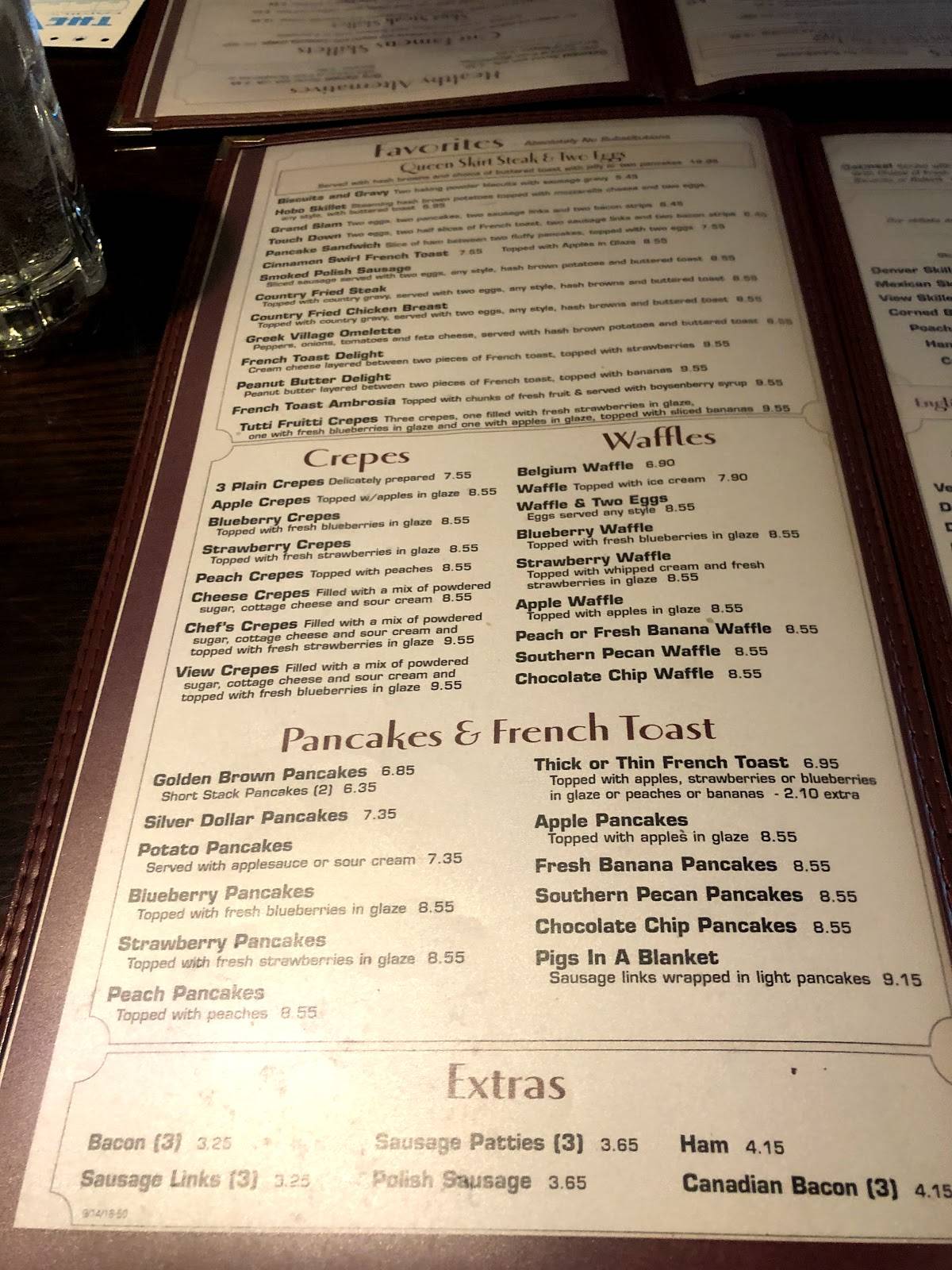 Menu at The View Restaurant, Bridgeview