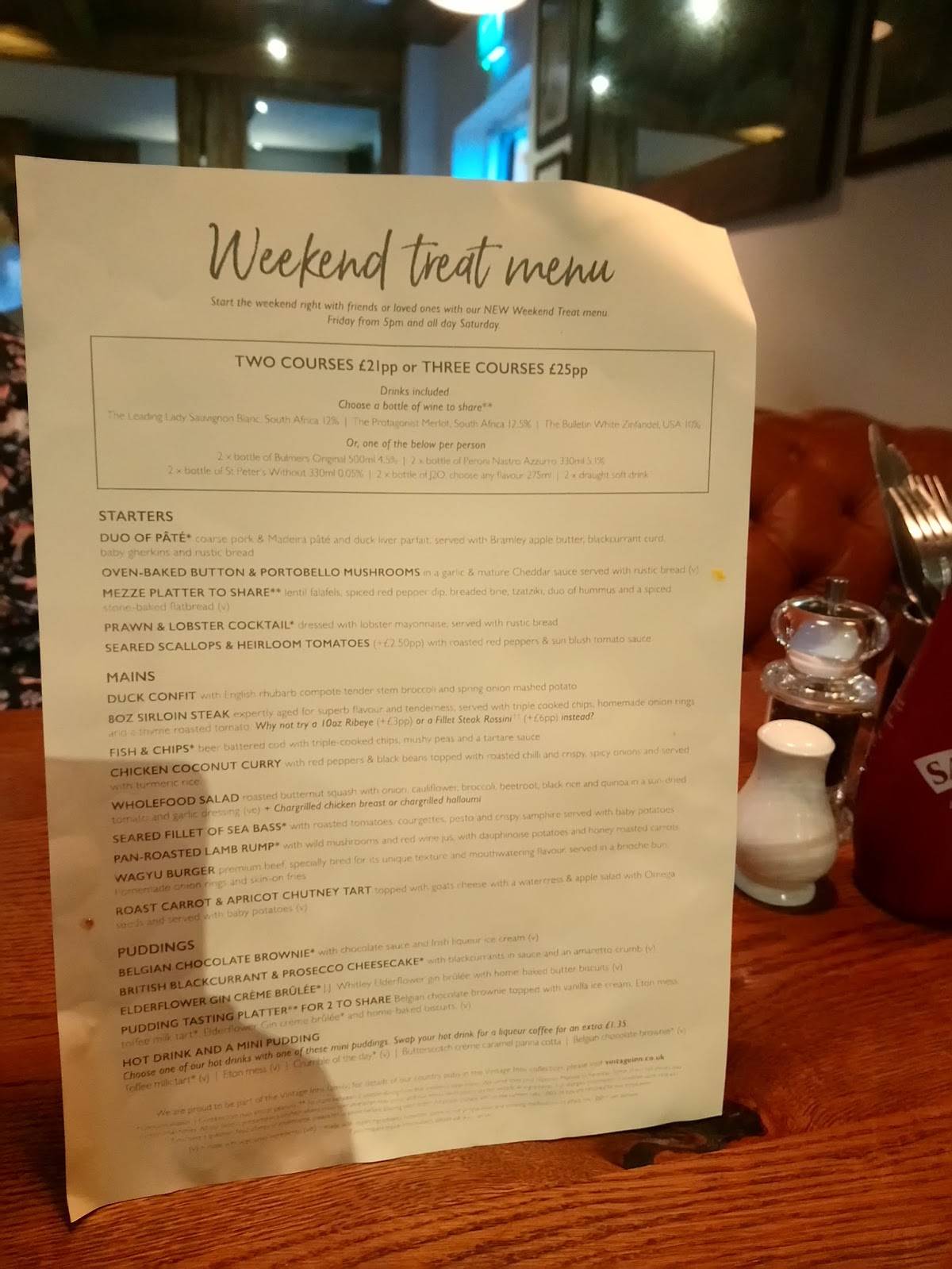 Menu at The Anchor Inn pub & bar, Wolverhampton
