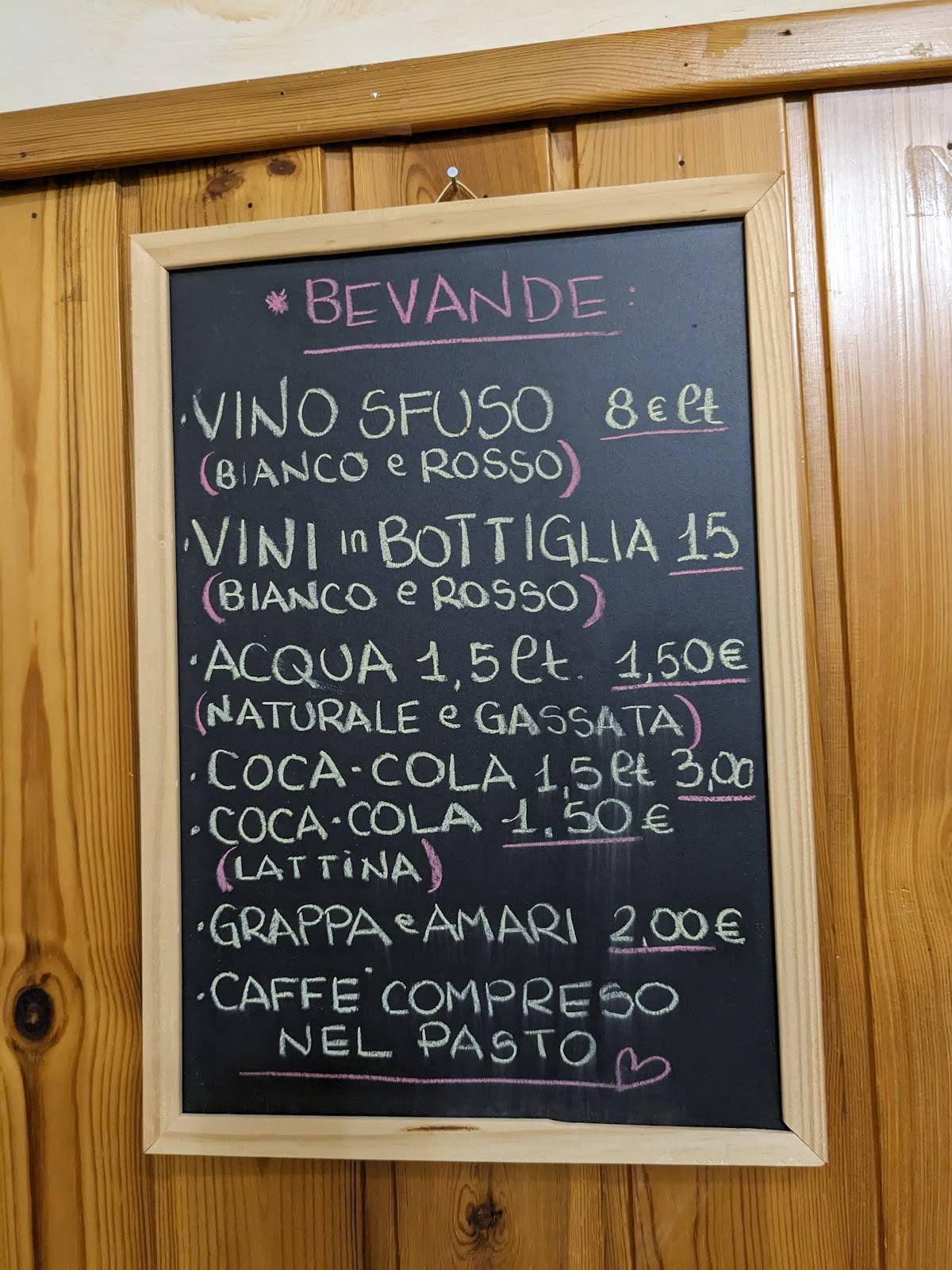 Menu da Trattoria La Rustica ristorante, Roma, Via Bolgheri