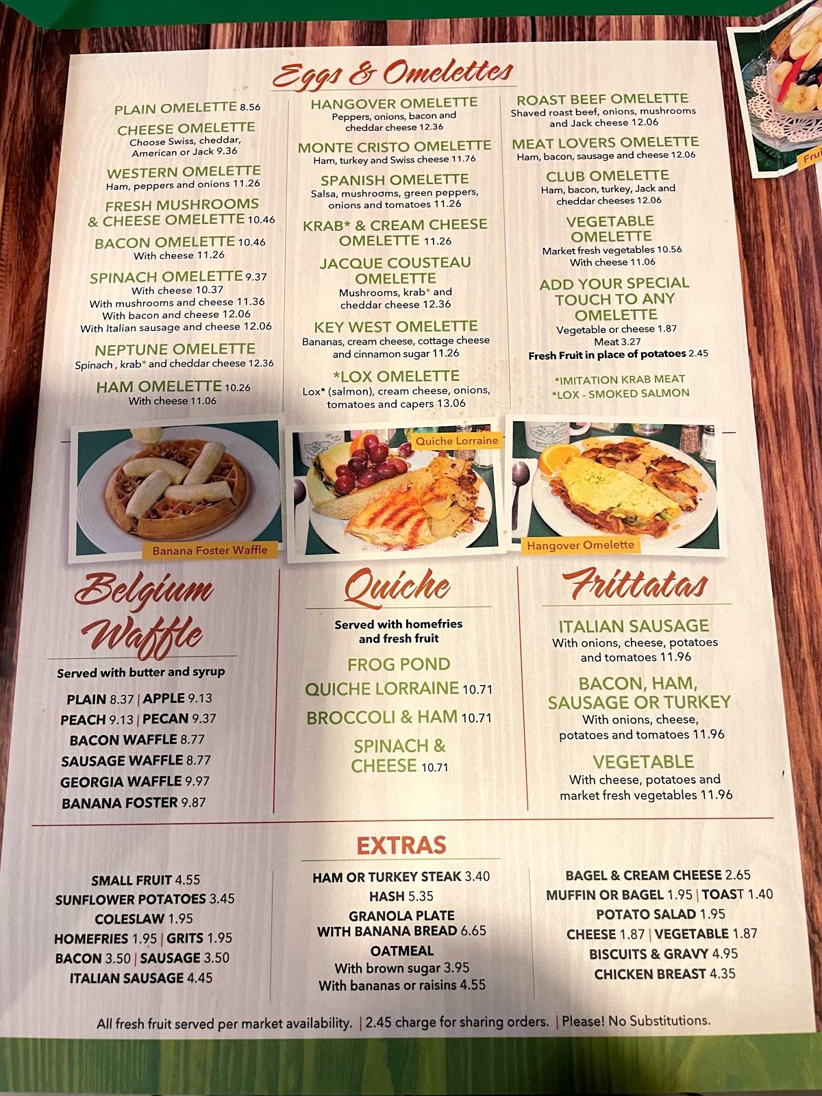 Menu at Frog Pond restaurant, Saint Pete Beach