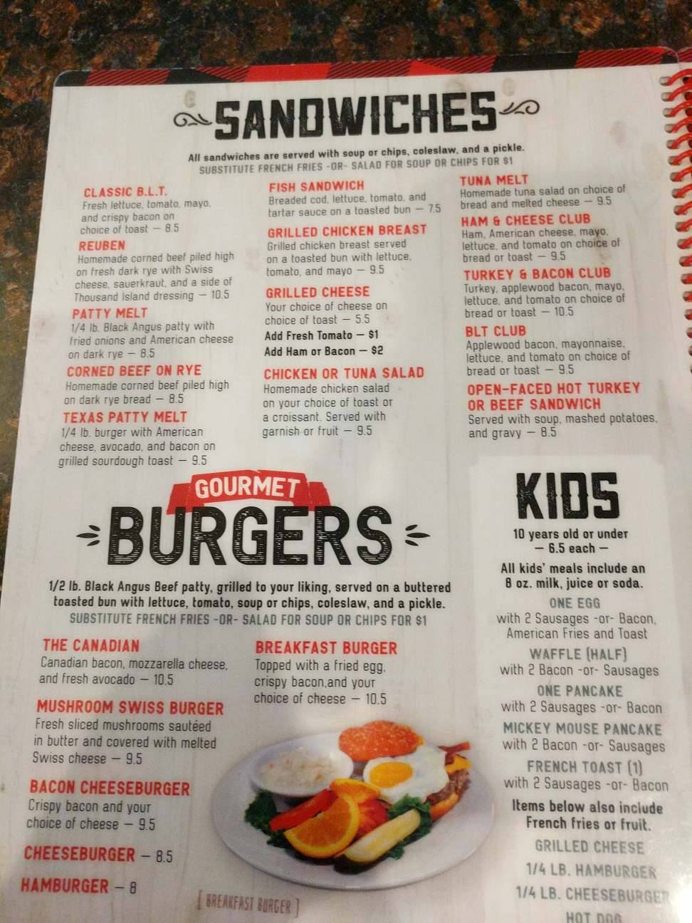 Menu at Lumber Inn restaurant, Delafield