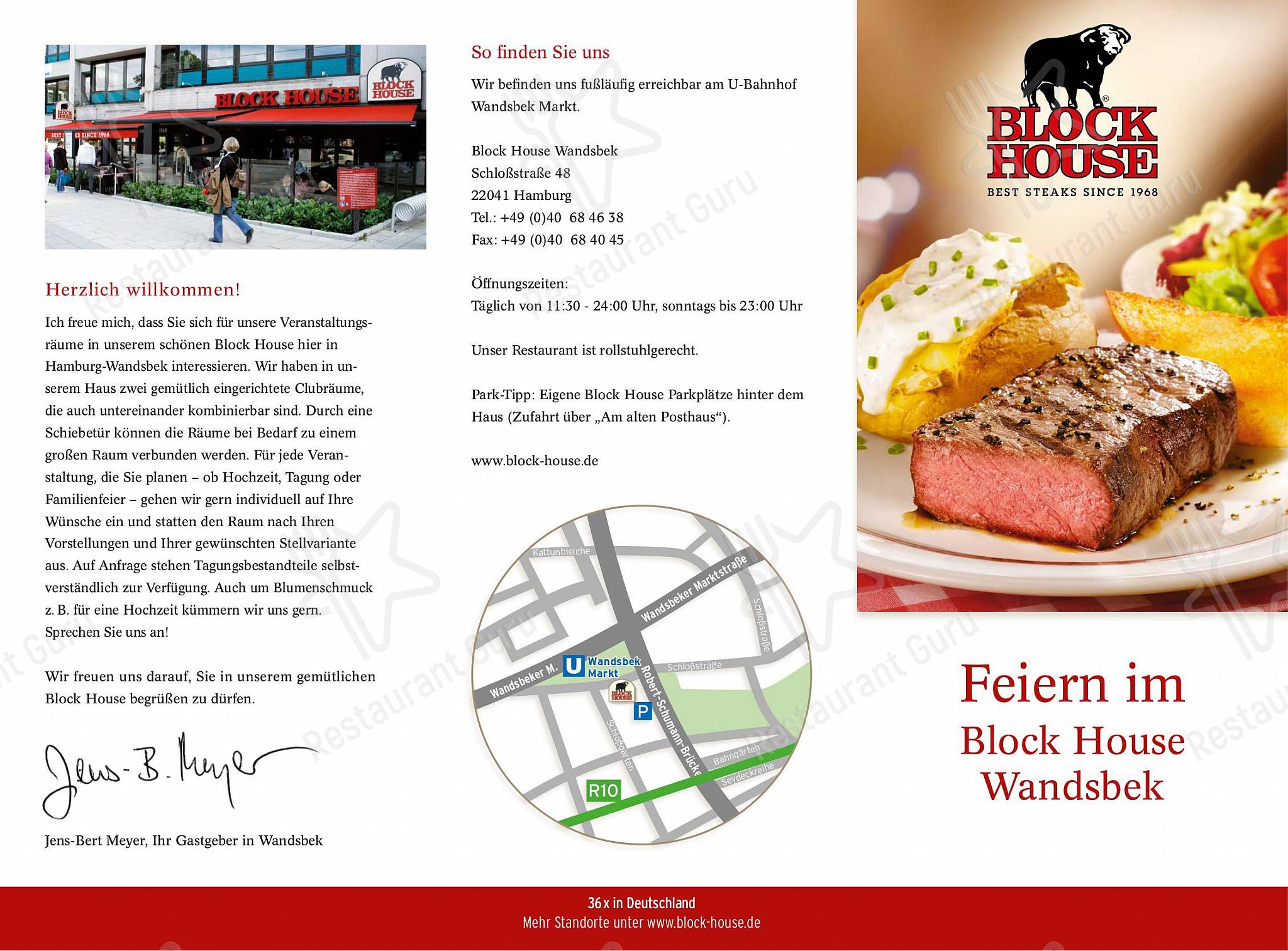 Speisekarte von BLOCK HOUSE Wandsbek steakhaus, Hamburg, Schloßstraße
